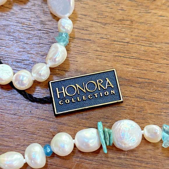 Honora Freshwater Pearl & Turquoise Bead 40” Necklace 925 Sterling Clasp NWT - Picture 2 of 5